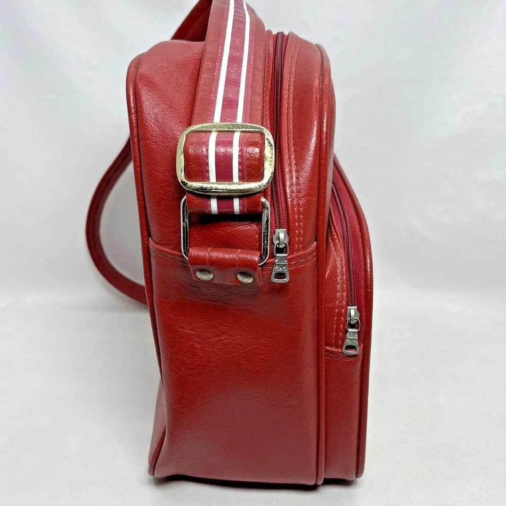Vintage Red White Striped Samsonite Profile Luggage Vinyl Shoulder Bag Concord